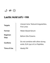 Load image into Gallery viewer, Lactic Acid 10% + HA 2% Exfoliating Serum